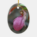 Pink Lady Slipper Flower Ornament