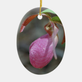 Pink Lady Slipper Flower Ornament