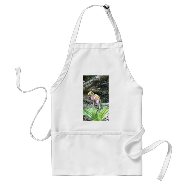 Pink Lady slipper orchid Adult Apron (Front)