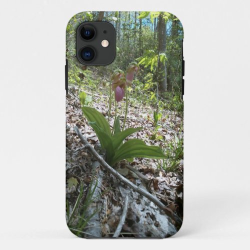 Pink lady slipper Orchid iPhone 11 Case
