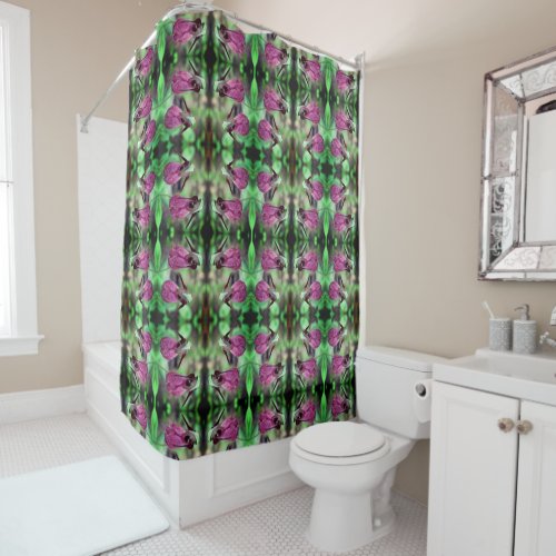 Pink Lady Slipper Orchid Flower Pair Abstract Shower Curtain