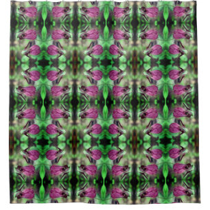 Pink Lady Slipper Orchid Flower Pair Pattern Shower Curtain