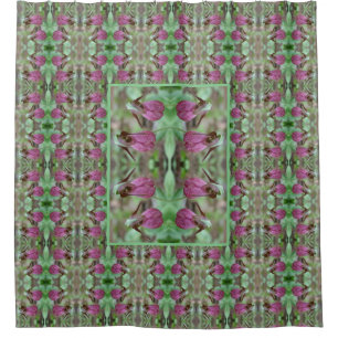 Pink Lady Slipper Orchid Flowers Art Pattern Shower Curtain
