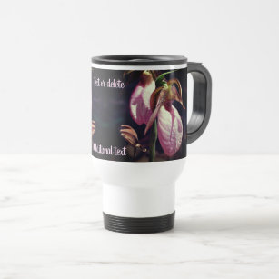 Pink Lady Slipper Orchid Pair Personalized    Travel Mug