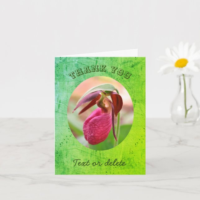 Pink Lady Slipper Personalized Thank You Card (Small Plant)