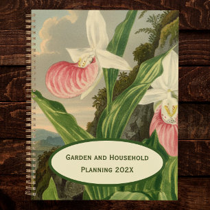 Pink Lady Slipper Vintage Floral Orchid Botanical Planner