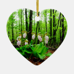 Pink Lady Slipper wild Orchid Ceramic Ornament