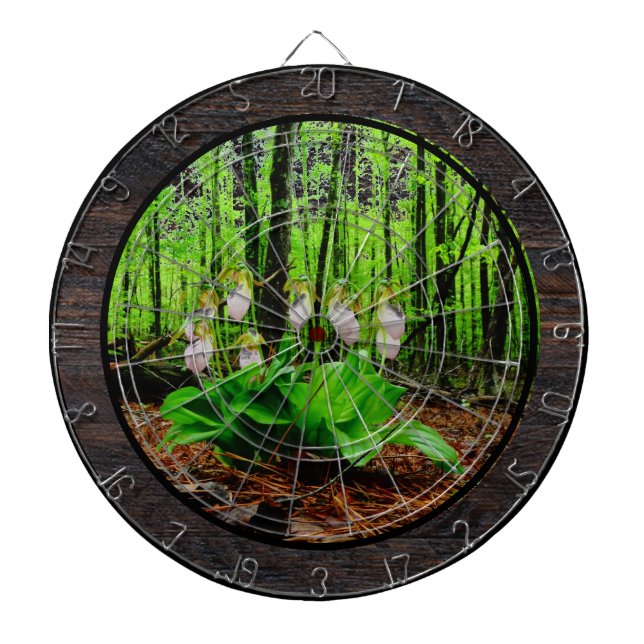 Pink Lady Slipper wild Orchid Dart Board (Front)
