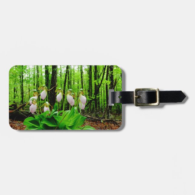 Pink Lady Slipper wild Orchid Luggage Tag (Front Horizontal)