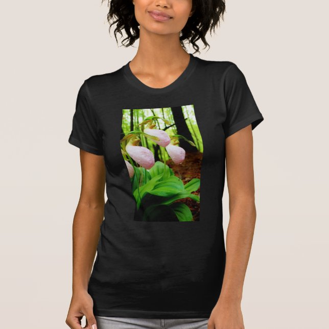 Pink Lady Slipper wild Orchid T-Shirt (Front)