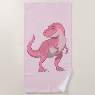 Pink Lady T-rex Dinosaur Beach Towel