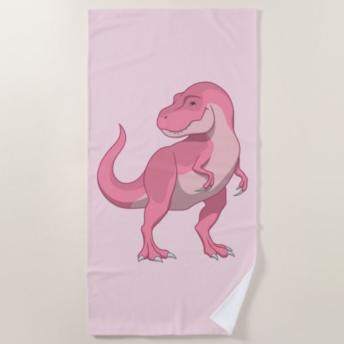 Pink Lady T_rex Dinosaur Beach Towel