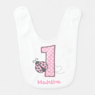 Pink Ladybug 1st Birthday Bib