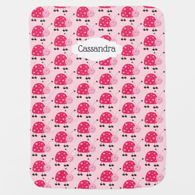 Pink Ladybug Baby Blanket (Front)