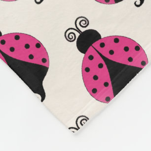 Pink Ladybug baby girl fleece blanket
