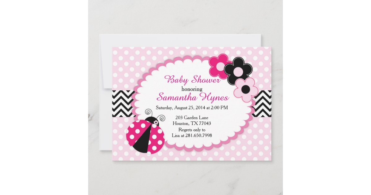 pink ladybug invitation