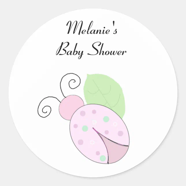 Pink Ladybug Baby Shower Classic Round Sticker Zazzle