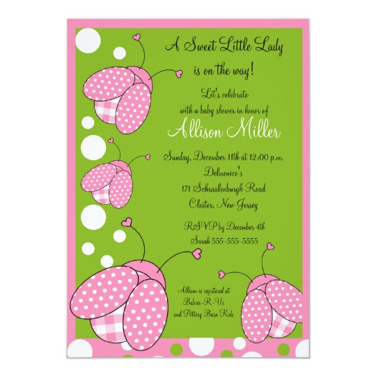 Pink Ladybug Baby Shower Invitations 5