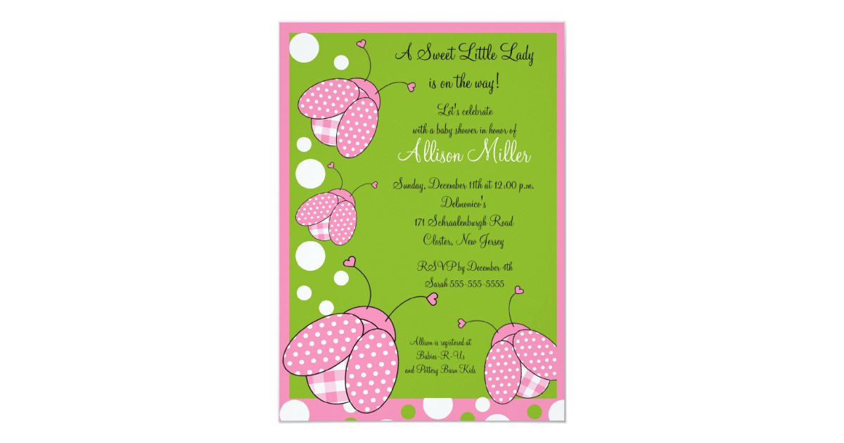 Pink Ladybug Baby Shower Invitation | Zazzle.com