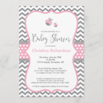 Pink Ladybug Baby Shower Invitation