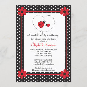 Pink Ladybug Baby Shower Invitation
