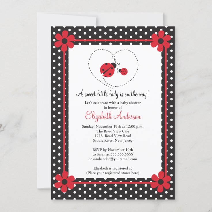 Pink Ladybug Baby Shower Invitation Zazzle