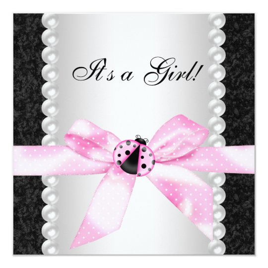 Pink Ladybug Baby Shower Invitations