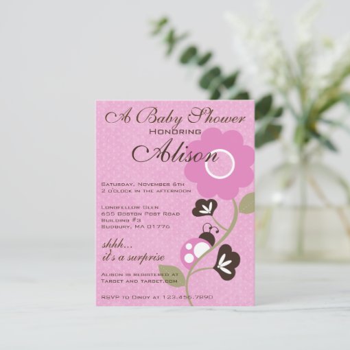 Pink Ladybug Baby Shower Invite Zazzle