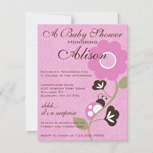 Pink Ladybug Baby Shower Invite Zazzle