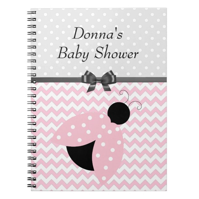 Pink Ladybug Baby Shower Notebook (Front)
