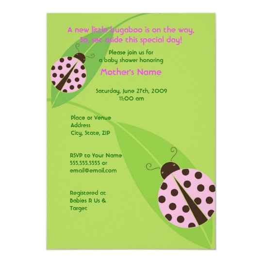 Pink Ladybug Baby Shower Invitations 10