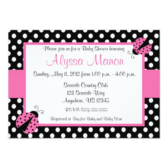 pink ladybug baby shower or birthday invitation zazzle com pink ladybug invitation