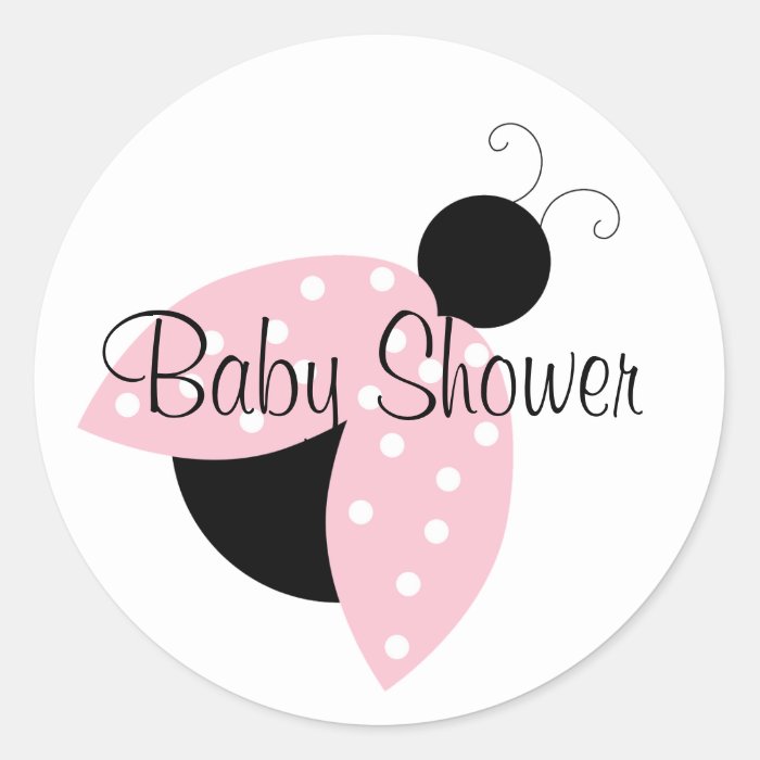 Pink Ladybug Baby Shower Sticker