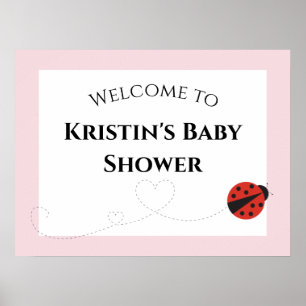 Pink Ladybug Baby Shower Welcome Sign