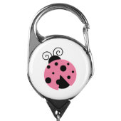 Pink Ladybug Badge Holder (Carabiner Front)