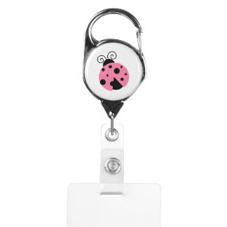 Pink Ladybug Badge Holder