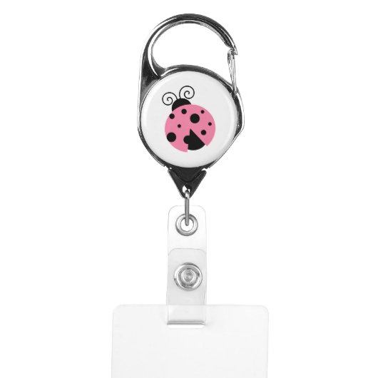 Pink Ladybug Badge Holder (Front)