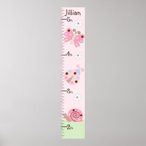 Pink Ladybug  Butterfly Growth Chart