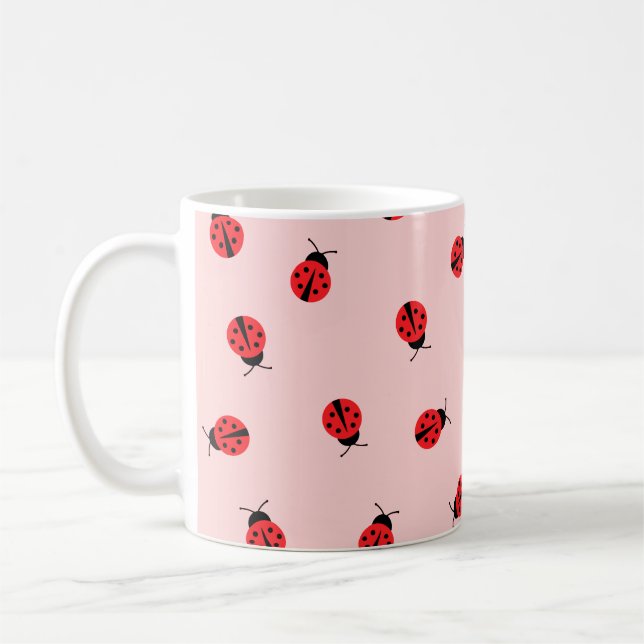 Pink Ladybug Coffee Mug (Left)