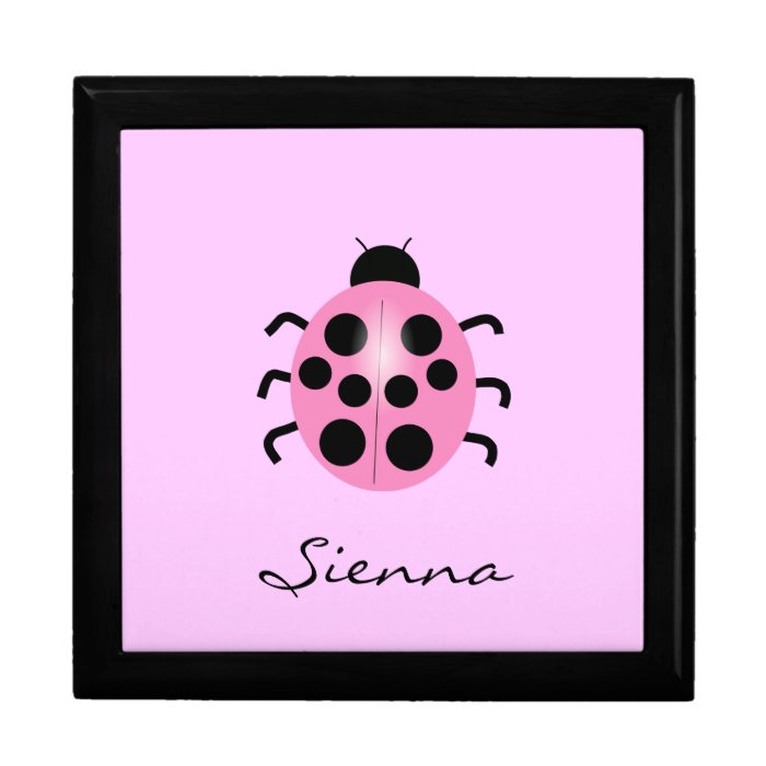 Pink Ladybug customize able Name Jewelry Boxes