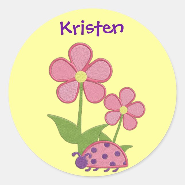 Pink Ladybug Flower Sticker (Front)