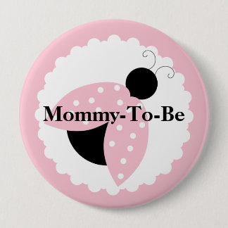 Pink Ladybug Mommy To Be Baby Shower Button