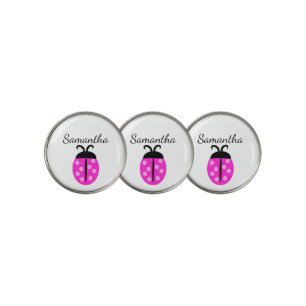 Pink Ladybug Name  Golf Ball Marker