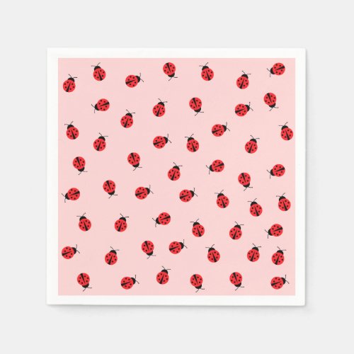 Pink Ladybug Paper Napkins