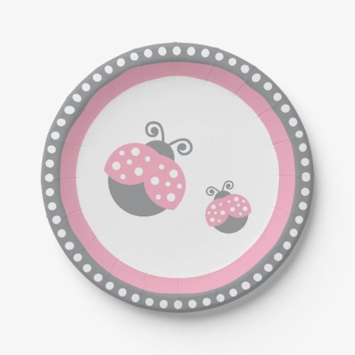 Pink Ladybug Paper Plates