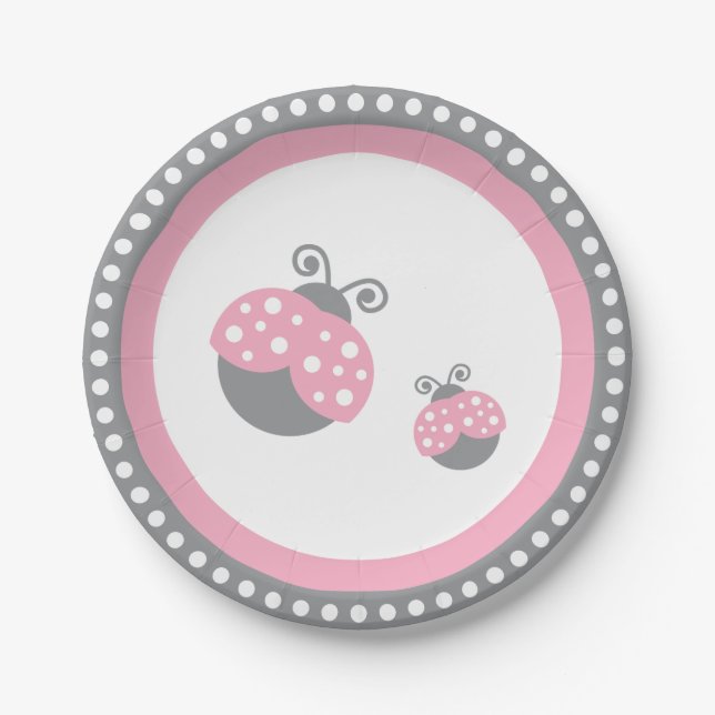 Pink Ladybug Paper Plates (Front)