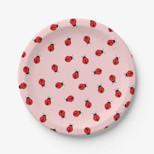 Pink Ladybug Paper Plates