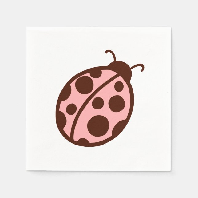 Pink Ladybug Party Napkins (Front)