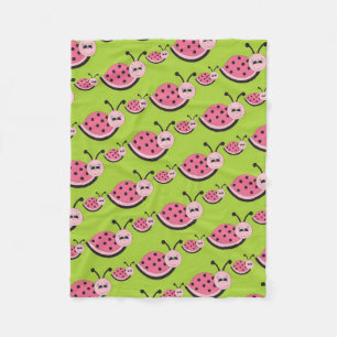 Pink ladybug pattern baby girl fleece blanket
