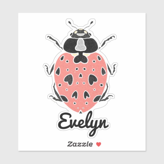 Pink Ladybug Personalized Name Sticker (Sheet)